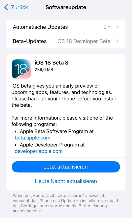 互助苹果手机维修分享苹果 iOS / iPadOS 18 开发者预览版 Beta 8 发布 