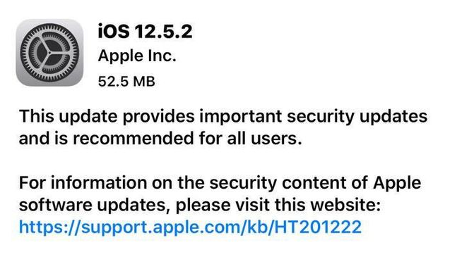 互助苹果手机维修分享iOS12.5.2发布，建议所有老苹果用户安装 